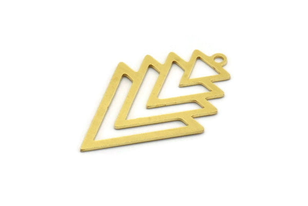 Brass Triangle Charm, 12 Raw Brass Triangle Charms With 1 Loop, Brass Pendants, Stamping Tags (34x22x0.60mm) A5689