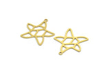 Brass Sea Star Charm, 12 Raw Brass Sea Star Charms With 1 Loop (26x24x0.60mm) A5692