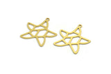 Brass Sea Star Charm, 12 Raw Brass Sea Star Charms With 1 Loop (26x24x0.60mm) A5692