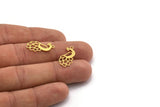 Brass Bird Charm, 24 Raw Brass Peacock Shaped Charms With 1 Loop (21x10x0.60mm) A5680