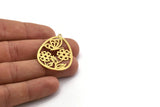 Brass Drop Charm, 4 Raw Brass Butterfly And Flower Patterned Charms With 1 Loop, Earring Findings (38.5x29x0.60mm) A5683