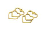 Brass Heart Charm, 12 Raw Brass Heart Shaped Charms With 1 Loop, Findings, Pendants (29x18x0.80mm) A5694