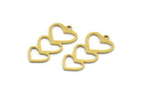 Brass Heart Charm, 12 Raw Brass Heart Shaped Charms With 1 Loop, Findings, Pendants (27.5x14x0.80mm) A5695