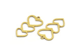 Brass Heart Charm, 12 Raw Brass Heart Shaped Charms With 1 Loop, Findings, Pendants (27.5x14x0.80mm) A5695