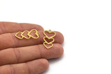 Brass Heart Charm, 12 Raw Brass Heart Shaped Charms With 1 Loop, Findings, Pendants (27.5x14x0.80mm) A5695