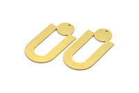 Brass Charm, 4 Raw Brass, Brass Pendants, Charm Pendants, Brass U Shaped Charms With 1 Hole (43x22x0.80mm) A5651