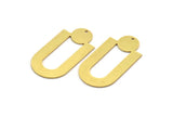 Brass Charm, 4 Raw Brass, Brass Pendants, Charm Pendants, Brass U Shaped Charms With 1 Hole (43x22x0.80mm) A5651