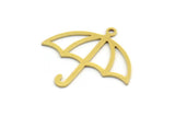Brass Umbrella Charm, 24 Raw Brass Umbrella Shaped Charms With 1 Loop, Findings (23x24x0.60mm) A5688