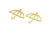 Brass Umbrella Charm, 24 Raw Brass Umbrella Shaped Charms With 1 Loop, Findings (23x24x0.60mm) A5688