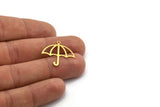Brass Umbrella Charm, 24 Raw Brass Umbrella Shaped Charms With 1 Loop, Findings (23x24x0.60mm) A5688
