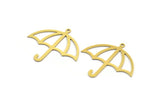 Brass Umbrella Charm, 12 Raw Brass Umbrella Shaped Charms With 1 Loop, Findings (33x35.5x0.60mm) A5687