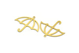 Brass Umbrella Charm, 12 Raw Brass Umbrella Shaped Charms With 1 Loop, Findings (33x35.5x0.60mm) A5687
