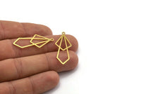 Brass Diamond Charm, 24 Raw Brass Diamond Shaped Charms With 1 Loop, Pendant Findings (36x14x0.60mm) A5646