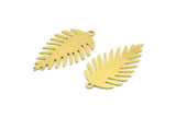 Brass Leaf Charm, 8 Raw Brass Leaf Charms With 1 Loop, Findings (34.5x19x0.60mm) A5681
