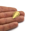 Brass Leaf Charm, 8 Raw Brass Leaf Charms With 1 Loop, Findings (34.5x19x0.60mm) A5681