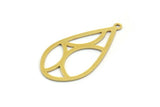 Brass Drop Charm, 12 Raw Brass Drop Charms With 1 Loop, Earrings, Findings (34x17.5x0.60mm) A5638