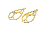 Brass Drop Charm, 12 Raw Brass Drop Charms With 1 Loop, Earrings, Findings (34x17.5x0.60mm) A5638