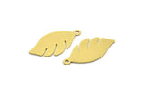Brass Leaf Charm, 12 Raw Brass Leaf Charms With 1 Loop, Findings (24x12x0.60mm) A5667