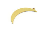 Brass Moon Charm, 10 Raw Brass Crescent Moon Charms With 1 Loop (36x7x0.80mm) A5663
