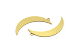 Brass Moon Charm, 10 Raw Brass Crescent Moon Charms With 1 Loop (36x7x0.80mm) A5663