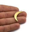Brass Moon Charm, 10 Raw Brass Crescent Moon Charms With 1 Loop (36x7x0.80mm) A5663