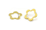 Brass Flower Earring, 4 Raw Brass Flower Stud Earrings (20x20x1mm) BS 1325