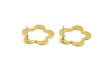 Brass Flower Earring, 4 Raw Brass Flower Stud Earrings (20x20x1mm) BS 1325