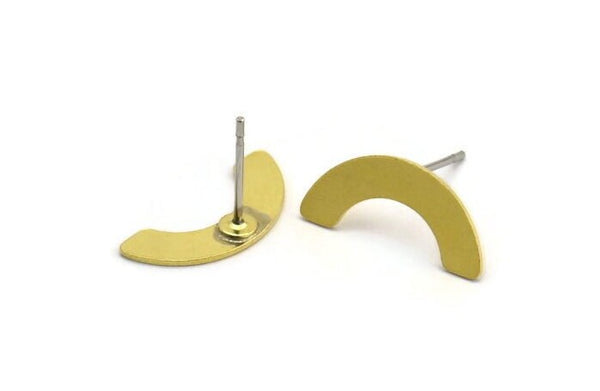 Earring Studs, 8 Raw Brass - U Shape Earrings - Brass Earrings - Earrings (17x3x0.60mm) A5466