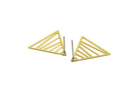 Pirinç Üçgen Küpe, 8 Ham Pirinç Üçgen Küpe, Küpe Parçaları (20 mm) E024 A5454