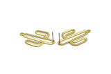 Brass Cactus Earring, 8 Raw Brass Cactus Stud Earrings With 1 Loop (31x20x0.70mm) M03390 A5386