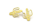 Brass Cactus Earring, 8 Raw Brass Cactus Stud Earrings (28x20x0.70mm) M03388 A5398