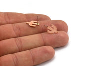 Copper Cactus Earring, 8 Raw Copper Cactus, Tiny Cactus Stud Earrings (14x9x0.80mm) M03009 A5471