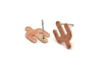 Copper Cactus Earring, 8 Raw Copper Cactus, Tiny Cactus Stud Earrings (14x9x0.80mm) M03009 A5471