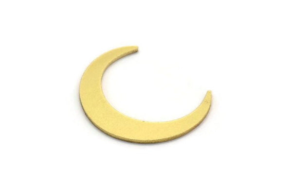 Brass Moon Blank, 12 Raw Brass Crescent Moon Shaped Blanks, Findings (25x5x1mm) A5449