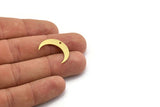 Brass Moon Charm, 12 Raw Brass Crescent Moon Charms With 1 Hole (23x5.5x0.60mm) A5725