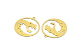 Brass Round Charm, 8 Raw Brass Snake Patterned Round Shaped Charms With 1 Loop (28x25x0.60mm) A5712