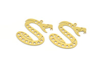 Brass Snake Charm, 4 Raw Brass Snake Charms With 1 Loop, Pendants, Findings (32x26x0.60mm) A5717