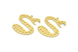 Brass Snake Charm, 4 Raw Brass Snake Charms With 1 Loop, Pendants, Findings (32x26x0.60mm) A5717