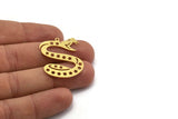 Brass Snake Charm, 4 Raw Brass Snake Charms With 1 Loop, Pendants, Findings (32x26x0.60mm) A5717