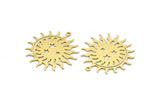 Brass Moon Charm, 4 Raw Brass Crescent Moon And Sun Shaped Charms With 1 Loop (34x31.5x0.60mm) A5722