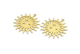 Brass Moon Charm, 4 Raw Brass Crescent Moon And Sun Shaped Charms With 1 Loop (34x31.5x0.60mm) A5722