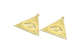 Brass Triangle Charm, 6 Raw Brass Eye Patterned Triangle Shaped Charms With 1 Loop, Findings (31x34x0.60mm) A5721