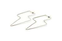 Silver Lightning Earring, 8 Antique Silver Plated Brass Lightning Wire Earrings, Earring Findings (60x26x0.80mm) D1265 H1001