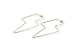 Silver Lightning Earring, 8 Antique Silver Plated Brass Lightning Wire Earrings, Earring Findings (60x26x0.80mm) D1265 H1001