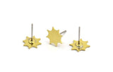 Brass Star Earring, 12 Raw Brass Star Shaped Stud Earrings (9x1mm) A5459