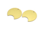 Brass Round Charm, 6 Raw Brass Crescent Moon Charms With 1 Hole, Findings (24x17x0.80mm) A5474