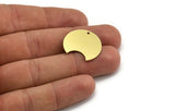 Brass Round Charm, 6 Raw Brass Crescent Moon Charms With 1 Hole, Findings (24x17x0.80mm) A5474