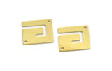 Brass Square Charm, 8 Raw Brass Square Charms With 2 Holes (17x17x0.60mm) A5444