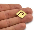 Brass Square Charm, 8 Raw Brass Square Charms With 2 Holes (17x17x0.60mm) A5444