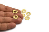 Brass Star Charm, 24 Raw Brass Star Charms With 1 Hole, Charm Pendants (13x0.80mm) A5708